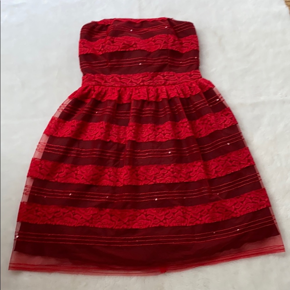 Studio Y Red Strapless Sequin Dress Size 3/4